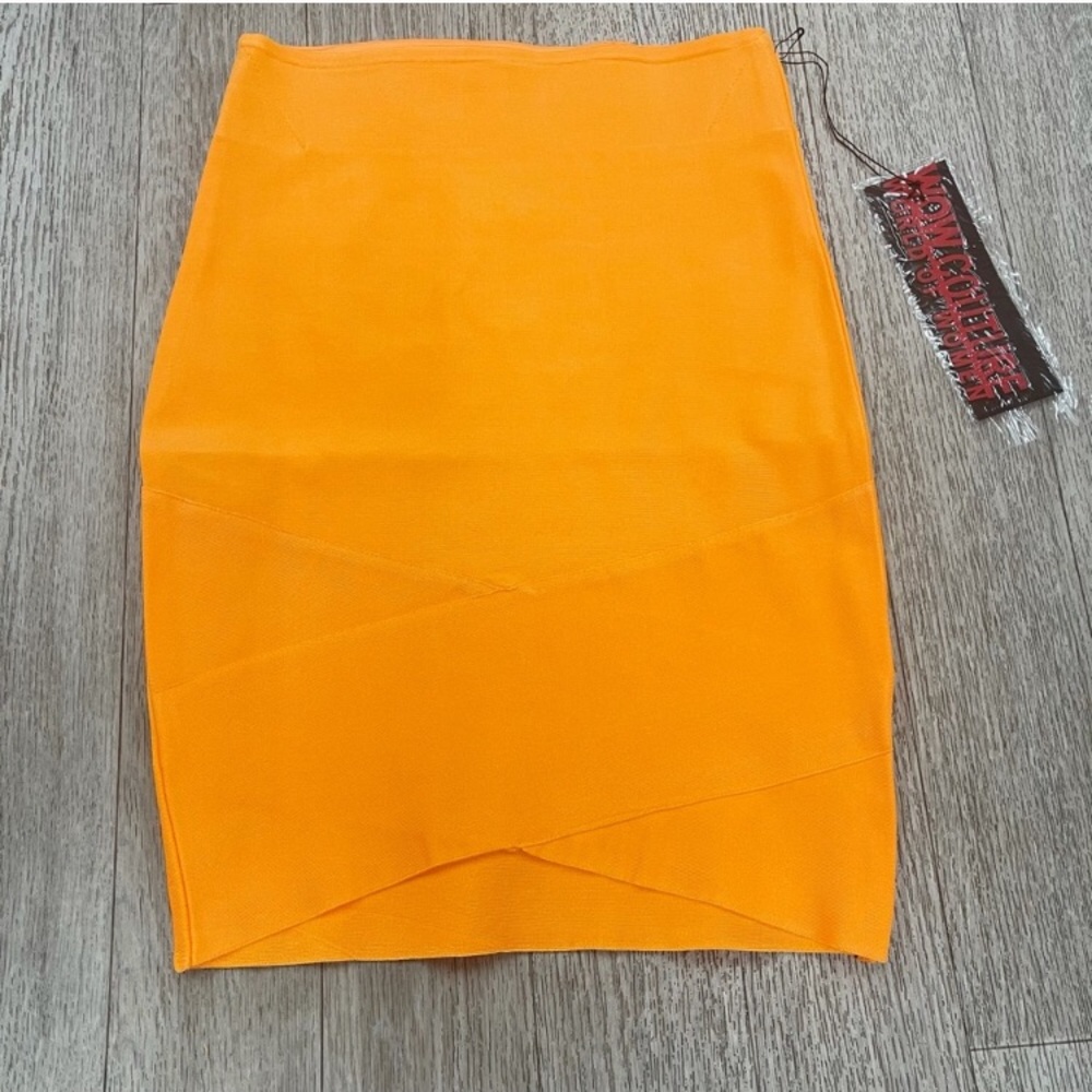 NWT Neon Orange WOW Couture Pencil Bandage Skirt